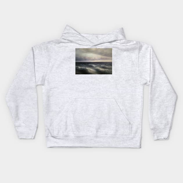 The Black Sea (A storm begins to whip up in the Black Sea) by Ivan Aivazovsky Kids Hoodie by Classic Art Stall